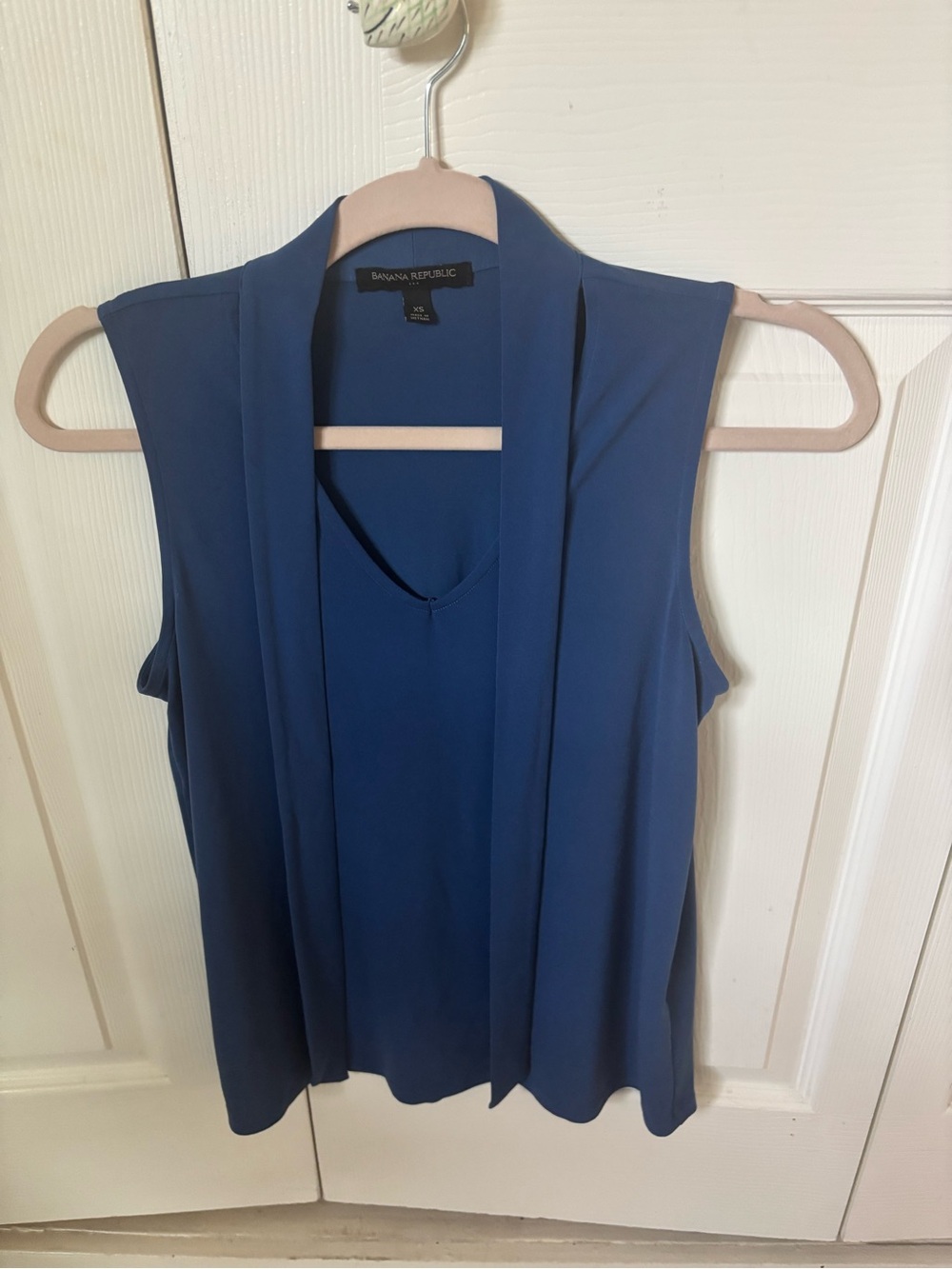 Banana Republic Sleeveless Blue Draped Blouse